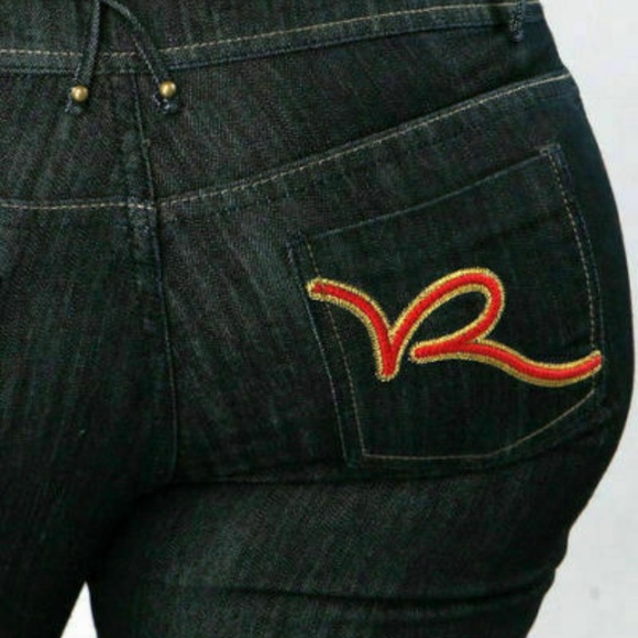 NWT ROCAWEAR Cuff Dark Wash Crop Jean Capri PLUS SIZE 14 - Picture 10 of 11